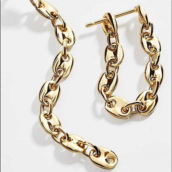 Gold Y Lariat Chain Link Earrings - Picture 2 of 3